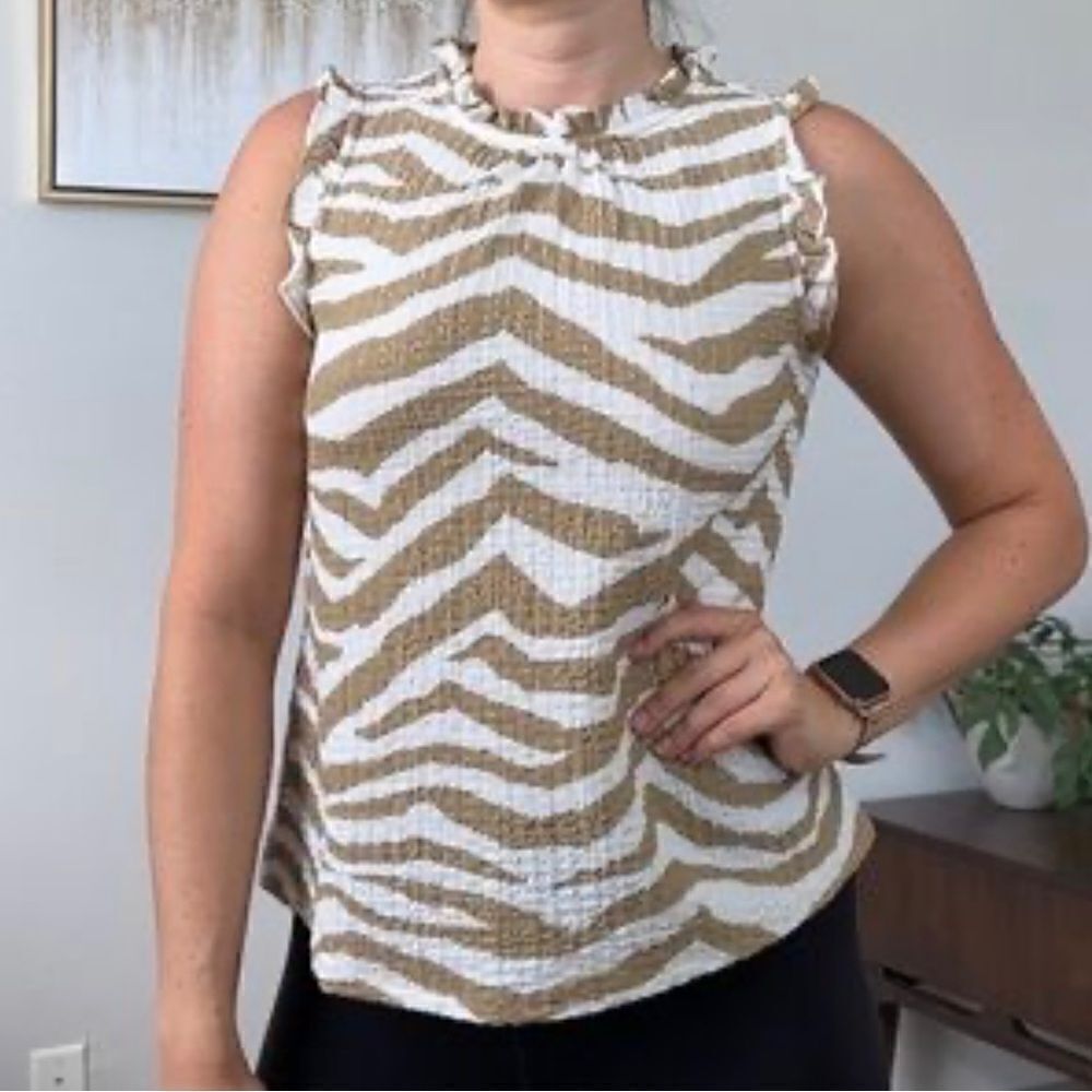 Loft brown and white patterned sleeveless size XL EUC